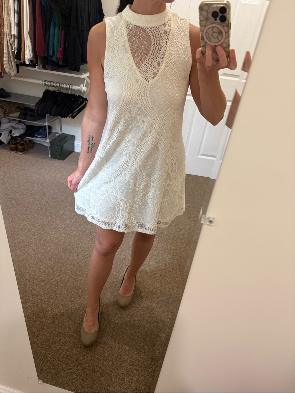 Francesca’s White Lace Mini Dress Sleeveless Size Medium